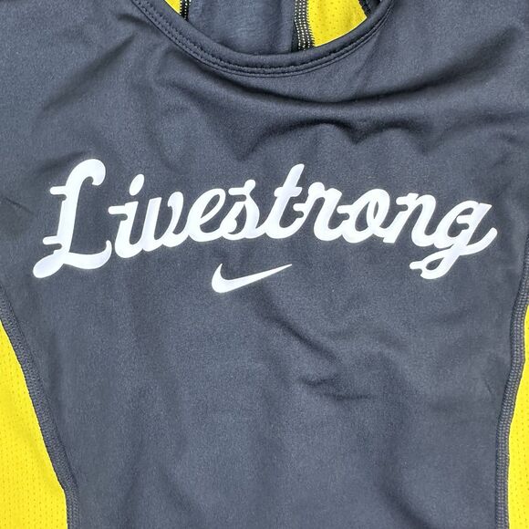 Nike Pro Womens LIVESTRONG Tank Top Black Yellow Racerback Sze L New Bold Sporty - Picture 3 of 10